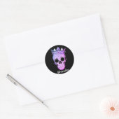 Cool Custom Text Royal Purple King Skull & Cross Ronde Sticker (Envelop)