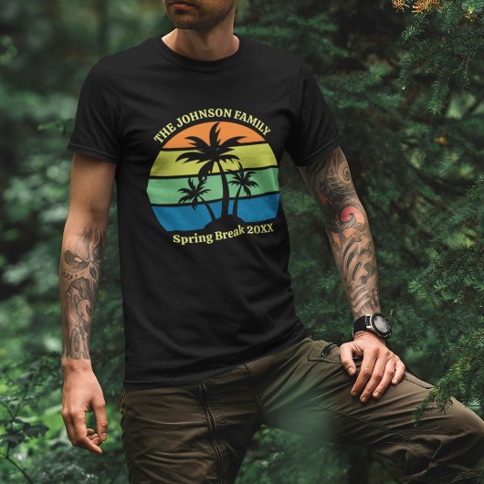 Cool Custom Tropical Beach Trip Palmbomen Zwart T-shirt