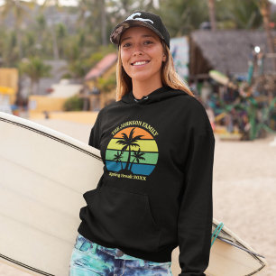Cool Custom Tropical Island Vrouwen Zwart Hoodie
