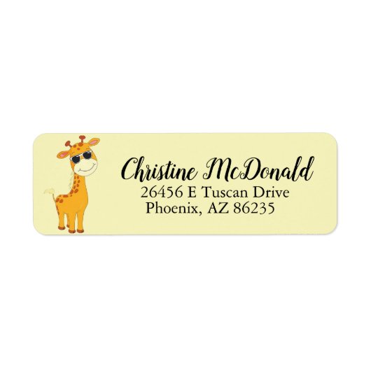 Cool Custom wild life giraffe Return Address Label (Voorkant)
