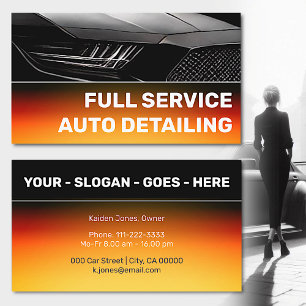 Cool Custom Zwart Bright Sinaasappel Car Service Visitekaartje