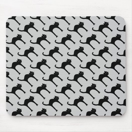 Cool cute black cat pattern muismat (Voorkant)