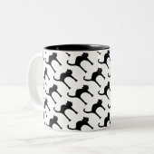 Cool cute black cat pattern tweekleurige koffiemok (Voorkant links)