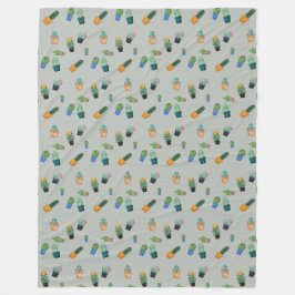 Cool Cute Cactus Greenery Flower Pattern Fleece Deken