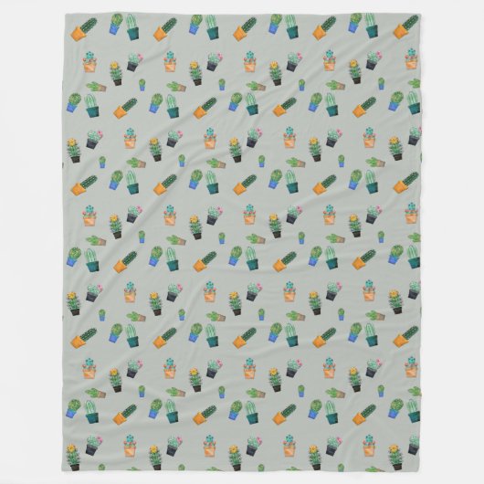 Cool Cute Cactus Greenery Flower Pattern Fleece Deken (Voorkant)