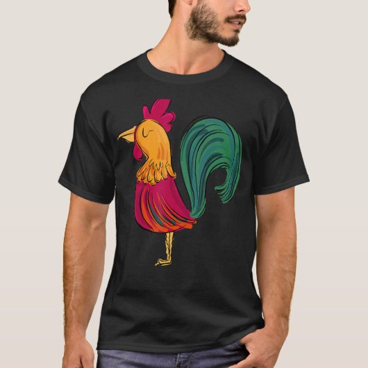 Cool Cute Colorful Rooster Illustration Graphic de T-shirt (Voorkant)