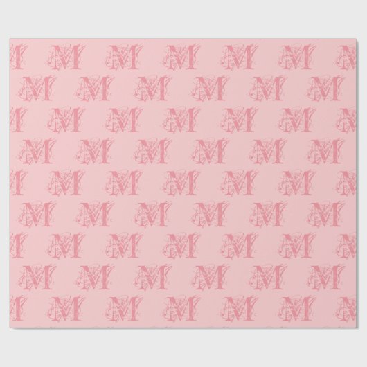 Cool Cute Fancy Elegant Modern Girly Pink Monogram Cadeaupapier (Vlak)