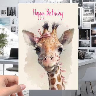 Cool Cute Giraffe - Funny Happy Birthday Kaart