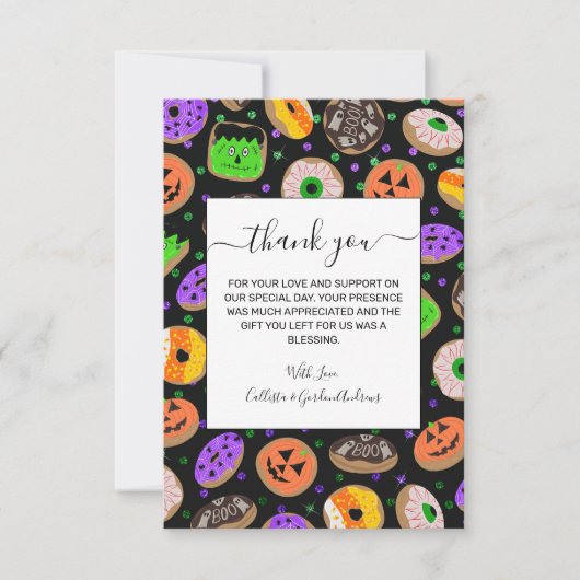 Cool Cute Glitter Confetti Donuts Halloween Bedankkaart (Voorkant)