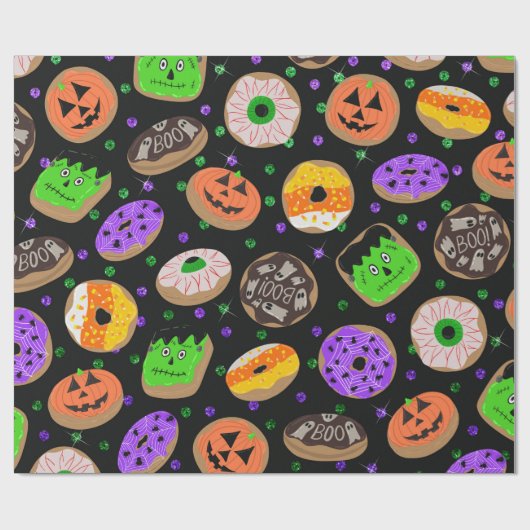 Cool Cute Glitter Confetti Donuts Halloween Cadeaupapier (Vlak)