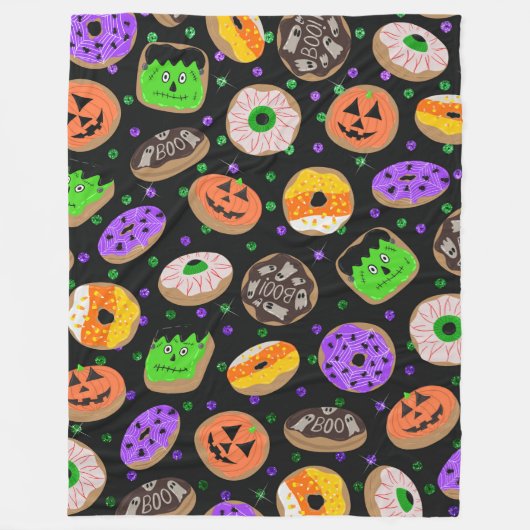 Cool Cute Glitter Confetti Donuts Halloween Fleece Deken (Voorkant)