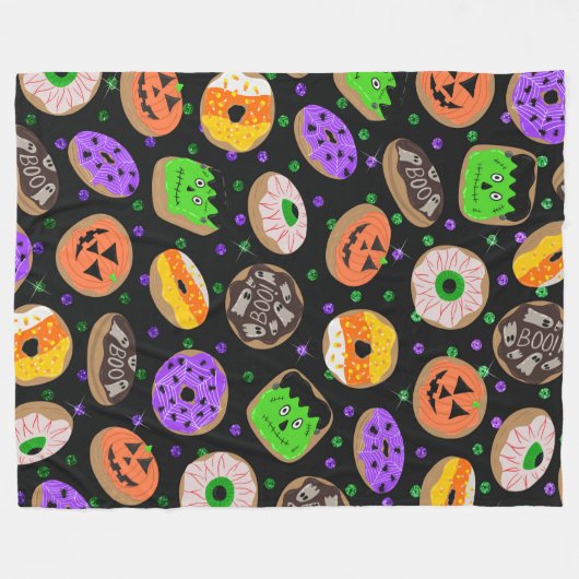 Cool Cute Glitter Confetti Donuts Halloween Fleece Deken (Voorkant (Horizontaal))