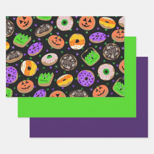 Cool Cute Glitter Confetti Donuts Halloween Inpakpapier Vel (Set)
