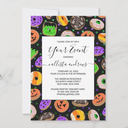 Cool Cute Glitter Confetti Donuts Halloween Kaart (Voorkant)