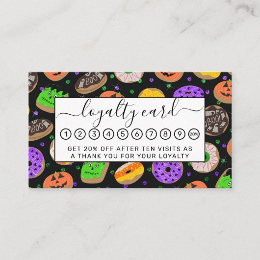 Cool Cute Glitter Confetti Donuts Halloween Klantenkaartje (Voorkant)