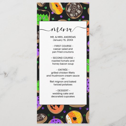 Cool Cute Glitter Confetti Donuts Halloween Menu (Voorkant)