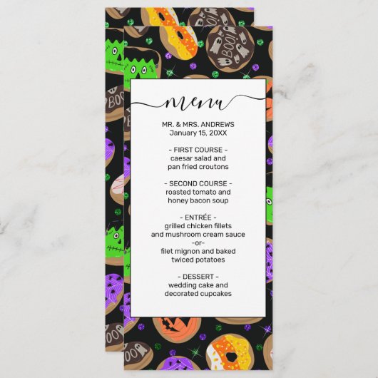 Cool Cute Glitter Confetti Donuts Halloween Menu (Voorkant / Achterkant)