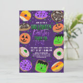 Cool Cute Glitter Confetti Donuts Halloween Party Kaart (Staand voorkant)