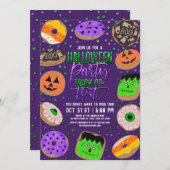 Cool Cute Glitter Confetti Donuts Halloween Party Kaart (Voorkant / Achterkant)