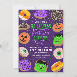 Cool Cute Glitter Confetti Donuts Halloween Party Kaart