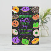 Cool Cute Glitter Confetti Donuts Halloween Party Kaart (Staand voorkant)