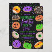 Cool Cute Glitter Confetti Donuts Halloween Party Kaart (Voorkant / Achterkant)