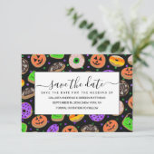 Cool Cute Glitter Confetti Donuts Halloween Save The Date (Staand voorkant)