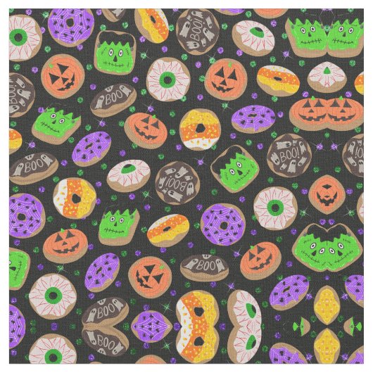 Cool Cute Glitter Confetti Donuts Halloween Stof (Close Up)