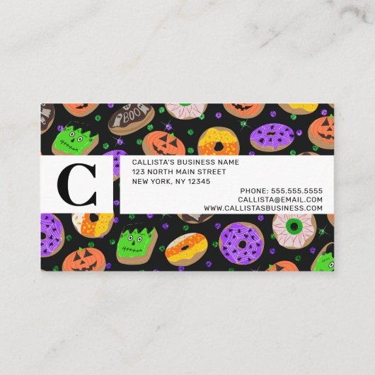 Cool Cute Glitter Confetti Donuts Halloween Visitekaartje (Achterkant)