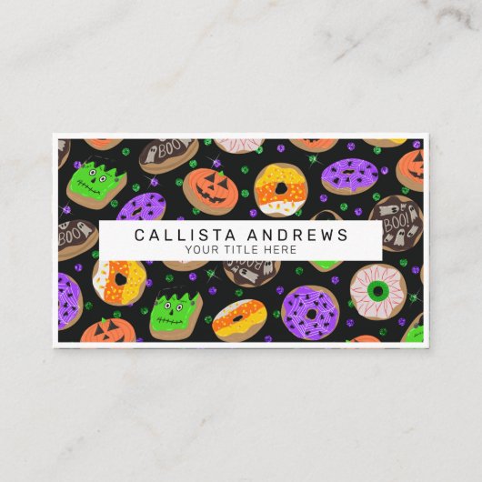 Cool Cute Glitter Confetti Donuts Halloween Visitekaartje (Voorkant)