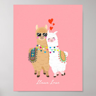 Cool Cute Llama Couple verliefd Poster