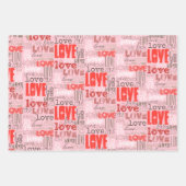 Cool Cute Modern Pink Red Love Words Inpakpapier Vel (Voorkant)