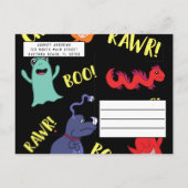 Cool Cute Monster Flashlight Sleepover Birthday Uitnodiging Briefkaart (Achterkant)