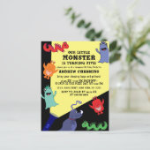 Cool Cute Monster Flashlight Sleepover Birthday Uitnodiging Briefkaart (Staand voorkant)