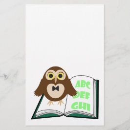 Cool Cute owl met Alphabet-boek Terug naar school Briefpapier