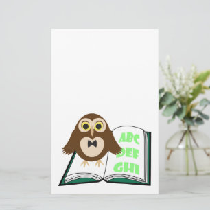 Cool Cute owl met Alphabet-boek Terug naar school Briefpapier