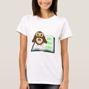 Cool Cute owl met Alphabet-boek Terug naar school T-shirt