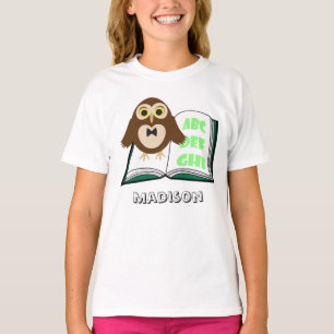Cool Cute owl personaliseren met alfabet book T-shirt
