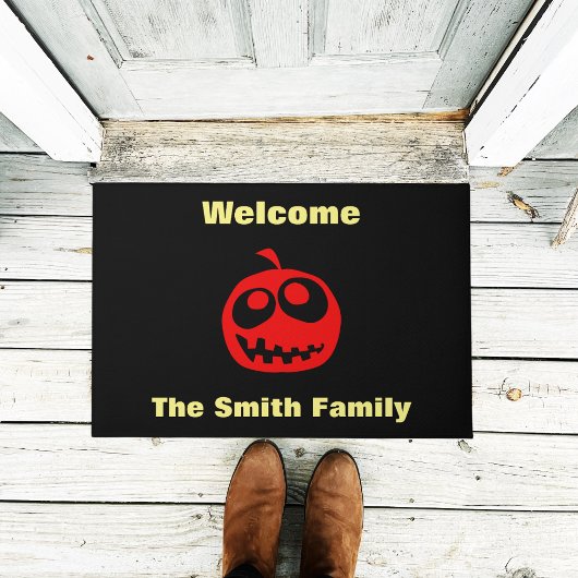 Cool Cute Red Halloween Pumpkin Deuren Mat