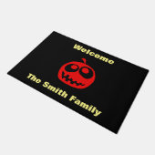 Cool Cute Red Halloween Pumpkin Deuren Mat (Schuin)