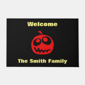Cool Cute Red Halloween Pumpkin Deuren Mat (Voorkant)