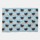 Cool Cute Rottweiler Puppy & Bot Patroon Theedoek (Horizontaal)