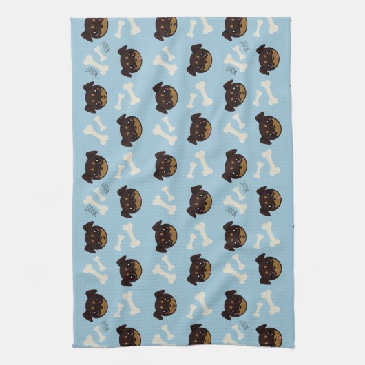 Cool Cute Rottweiler Puppy & Bot Patroon Theedoek (Verticaal)