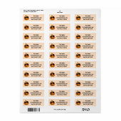 Cool Cute Sinaasappel Halloween Pumpkin Etiket (Full Sheet)