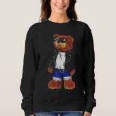 Cool Cute Teddy Bear met zonnebril Leder Jacke Trui (Voorkant)