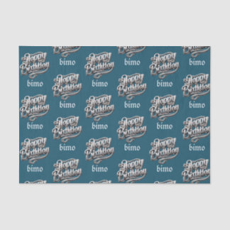 Cool Cyan Happy Birthday Elegant en luxe Tissuepapier