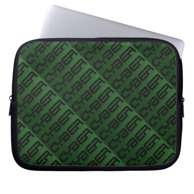 Cool Cyber Graphic Green Laptop Sleeve (Voorkant)
