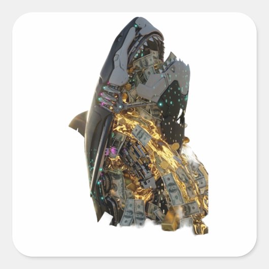 Cool Cyberpunk Shark Gift Idea | Neon Futuristic Vierkante Sticker (Voorkant)