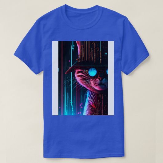 Cool Cyberpunk Steampunk Cat Detective T-shirt (Design voorkant)
