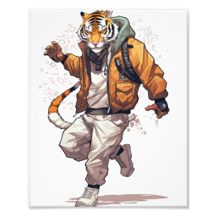 Cool Cyberpunk Tiger Foto Afdruk